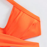 Conjunto De Bikini De Color Solido Con Tirantes Cruzados Al Cuello Y Banador Separado