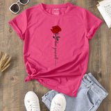 Slayr Camiseta Corta Con Estampado De Letras Florales Para Mujer