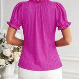 Frenchy Camiseta De Mujer Elegante Con Cuello En V Y Ribete De Volantes