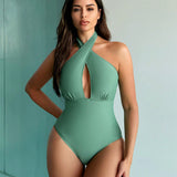 Swim Chicsea Traje De Bano De Mujer De Una Pieza Con Cuello Halter Para Carnaval