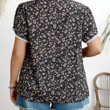 Camisa De a Grande Para Mujer Con Mangas Abullonadas Con Estampado Floral