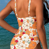 Swim Vcay Traje De Bano De Una Sola Pieza Con Tirantes Spaghetti Con Estampado Floral