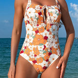 Swim Vcay Traje De Bano De Una Sola Pieza Con Tirantes Spaghetti Con Estampado Floral