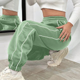 Essnce Pantalones Con Dobladillo Enrollado Y Bloques De Color Con Cintura Elastica Para Mujer