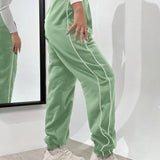 Essnce Pantalones Con Dobladillo Enrollado Y Bloques De Color Con Cintura Elastica Para Mujer