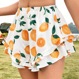 WYWH Shorts Con Dobladillo De Volantes Para Mujer Con Estampado De Frutas