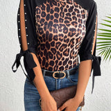 Dee Perlado, Puno Anudado, Blusa Impresa De Leopardo