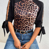 Dee Perlado, Puno Anudado, Blusa Impresa De Leopardo