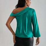 Prive Blusa De Color Liso Con Cuello Asimetrico Para Mujer