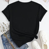 EZwear Plus Size Women's Clover Pattern Short Sleeve T-Shirt