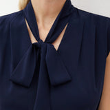 BIZwear Blusa De Mujer Con Corbata Y Color Solido