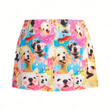 Neu Kidcore Dopamina Cartoon Graphic Dog Print Mini Skirt