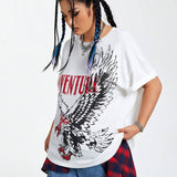 Coolane Women's Plus Size Eagle & Letter Printed T-Shirt