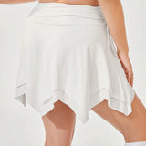 Qutie Plus Size Women's Spring Break Balletcore Coquette Ballet Style Irregular Hem Pleated White Mini Skirt