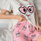 Conjunto De Pijama Con Lindo Estampado De Gato