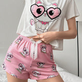 Conjunto De Pijama Con Lindo Estampado De Gato