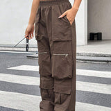 EZwear Pantalones De Carga Para Mujer De Color Solido