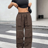 EZwear Pantalones De Carga Para Mujer De Color Solido