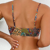 Swim Top De Bikini Impreso Geometrico Para Mujer