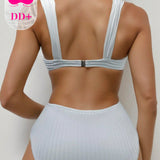 DD+ Conjunto De Bikini Para Mujer Con Diseno De Cruz Texturizada Para Boda