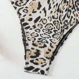 Swim Traje De Bano De Una Pieza Con Estampado De Leopardo Y Cintura Expuesta Para Mujer