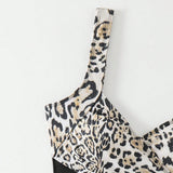 Swim Traje De Bano De Una Pieza Con Estampado De Leopardo Y Cintura Expuesta Para Mujer