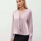 BIZwear Blusa De Manga Larga Con Frente Cruzado Para Mujer