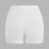 EZwear Conjunto De 2 Piezas De Pantalones Cortos Casuales, Ajustados, Para Mujeres En Blanco Y Negro Para Capas Basicas