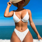 Swim SXY Conjunto De Bikini Para Mujer Con Espalda Texturizada Cruzada, Traje De Bano De Dos Piezas Con Aros Y Traje De Bano Para La Playa De Verano De Vacaciones