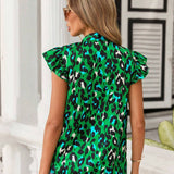 Blusa De Manga Voladora Con Estampado De Leopardo Para Mujer, Top Verde Para El Dia De San Patricio