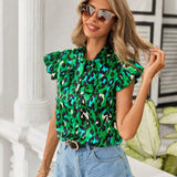 Blusa De Manga Voladora Con Estampado De Leopardo Para Mujer, Top Verde Para El Dia De San Patricio