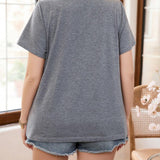 LUNE Plus Size Women's Short Sleeve T-Shirt With Pleats