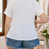 Clasi Plus Size Women's Lace Patchwork Short Sleeve T-Shirt