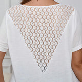 LUNE Plus Size Lace Panel Back Short Sleeve T-Shirt