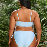 Swim Vcay Conjunto de bikini con lentejuelas y flecos para mujeres de talla grande con tirantes finos para los hombros