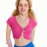 Neu Crop Tops De Verano Tejidos Estilo Kidcore De Colores Solidos