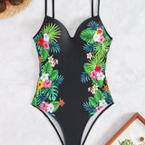 Swim Lushore Traje De Bano De Una Pieza Sin Espalda Con Estampado Tropical Y Detalle De Nudo