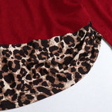 Camiseta De a Grande Con Estampado De Leopardo, Cuello Con Cordon Y Parche