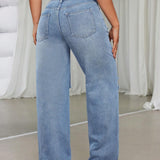 EZwear Jeans De Novio Para Mujer De Ajuste Holgado Y Rasgados, Color Azul