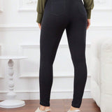 LUNE Pantalones ajustados con cintura alta para mujer con bloque de color y ribete de contraste