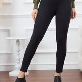 LUNE Pantalones ajustados con cintura alta para mujer con bloque de color y ribete de contraste