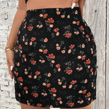 Frenchy Plus Size Small Floral Print Skirt