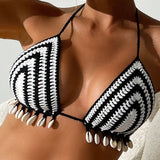 Swim Vcay Top De Cuello Halter Para Mujer Con Decoracion De Concha Para Cubrir El Cuerpo