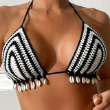 Swim Vcay Top De Cuello Halter Para Mujer Con Decoracion De Concha Para Cubrir El Cuerpo