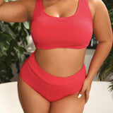 Swim Curve Conjunto De Bikini Inalambrico De Talla Grande Y Color Solido