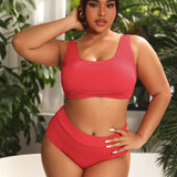 Swim Curve Conjunto De Bikini Inalambrico De Talla Grande Y Color Solido