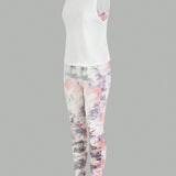 Daily&Casual Conjunto De 3 Piezas: Chaleco Ajustado Con Estampado + Leggings A Juego + Chaleco Deportivo Blanco Holgado