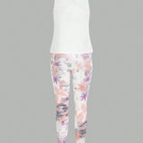 Daily&Casual Conjunto De 3 Piezas: Chaleco Ajustado Con Estampado + Leggings A Juego + Chaleco Deportivo Blanco Holgado