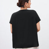 BIZwear Plus Size V-Neck Short Sleeve Mesh Panel T-Shirt