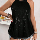 Prive Blusa Con Cuello Halter Brillante De a Grande